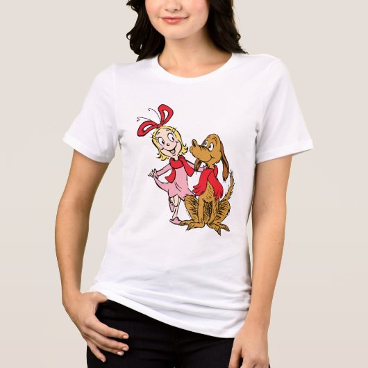 Cindy Lou Who en Max de Hond Tri-Blend Shirt (Voorkant)