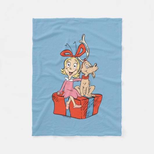 Cindy Lou Who en Max op een cadeau Fleece Deken (Voorkant)