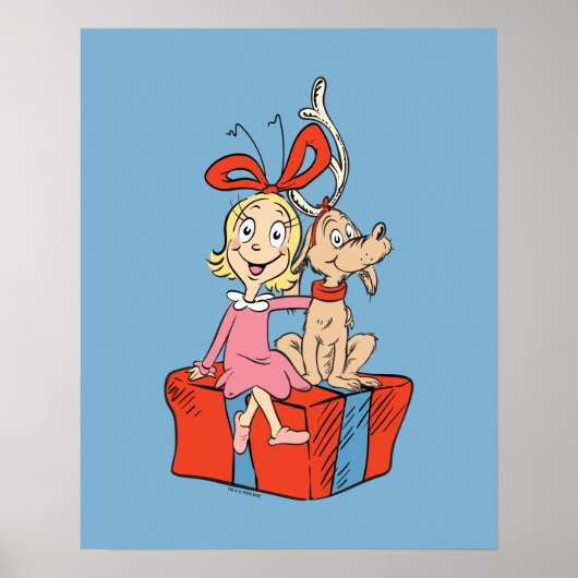 Cindy Lou Who en Max op een cadeau Poster (Voorkant)