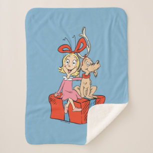 Cindy Lou Who en Max op een cadeau Sherpa Deken