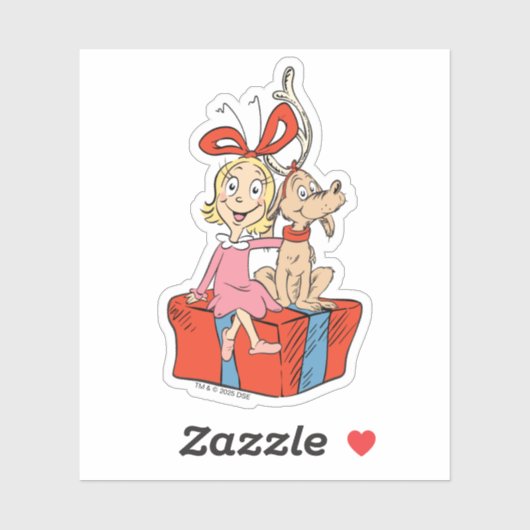 Cindy Lou Who en Max op een cadeau Sticker (Vel)