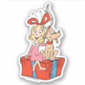 Cindy Lou Who en Max op een cadeau Sticker (Voorkant)