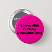 Cindy's 40e verjaardag Disneyland Bash Ronde Button 5,7 Cm (Voorkant /achterkant)
