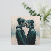 Cineastisch Lesbisch Koppel Krabbels Feestdagenkaart (Staand voorkant)