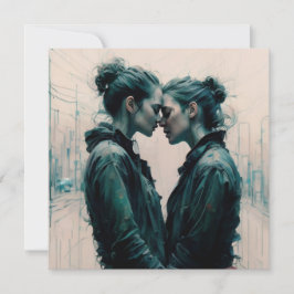 Cineastisch Lesbisch Koppel Krabbels Feestdagenkaart