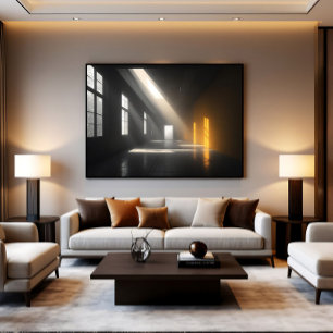 Cineastische lege kamer met moody lichtstralen poster