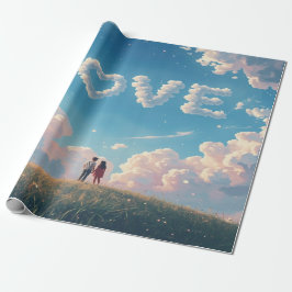 Cineastische "Liefde" in de lucht en zonsondergang Cadeaupapier