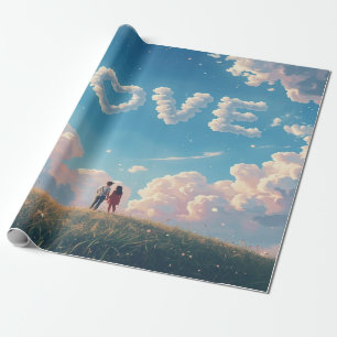 Cineastische "Liefde" in de lucht en zonsondergang Cadeaupapier