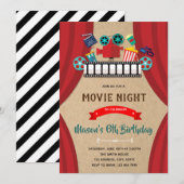 Cinema film avond verjaardag uitnodiging (Voorkant / Achterkant)