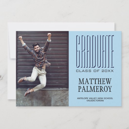 Cinema Lettering Blue Photo Afstuderen Aankondigin Aankondiging (Voorkant)