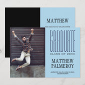 Cinema Lettering Blue Photo Afstuderen Aankondigin Aankondiging (Voorkant / Achterkant)