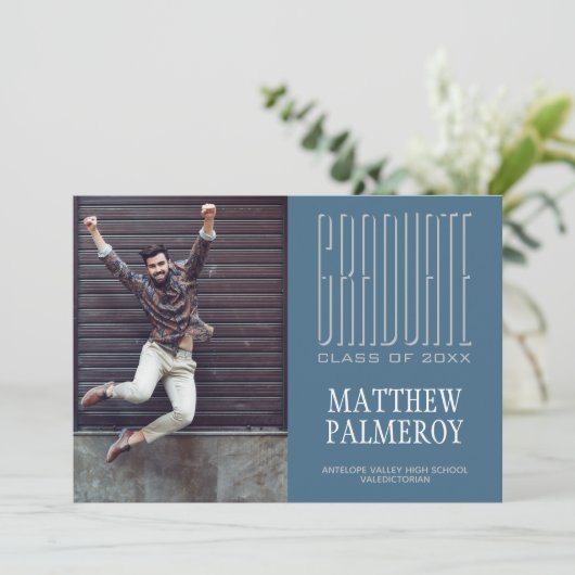 Cinema Lettering Foto Blauwgroen Afstuderen aankon Aankondiging (Staand voorkant)