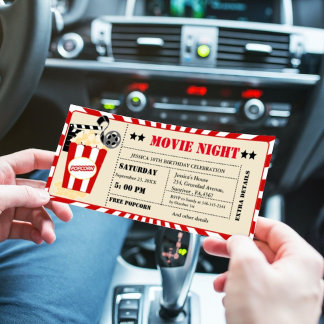  Cinema Movie Ticket Verjaardagsfeest Kaart