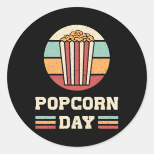 Cinema Popcorn Day Film Snack Pop Film Cadeau Idee Ronde Sticker