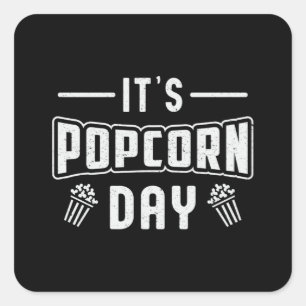Cinema Popcorn Day Snack Film Pop Film Cadeau Idee Vierkante Sticker