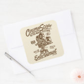 Cinema scope Classic Retro Hollywood Camera Hollyw Vierkante Sticker (Envelop)