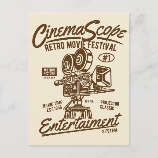 Cinema scope Classic Retro Hollywood Camera Motion Briefkaart (Voorkant)
