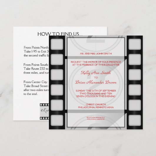 Cinema Square-uitnodiging Kaart (Voorkant / Achterkant)