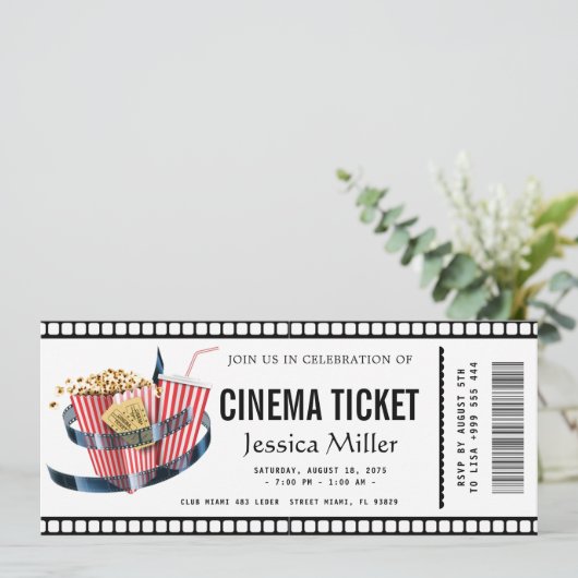 cinema ticket Invitation Kaart (Staand voorkant)