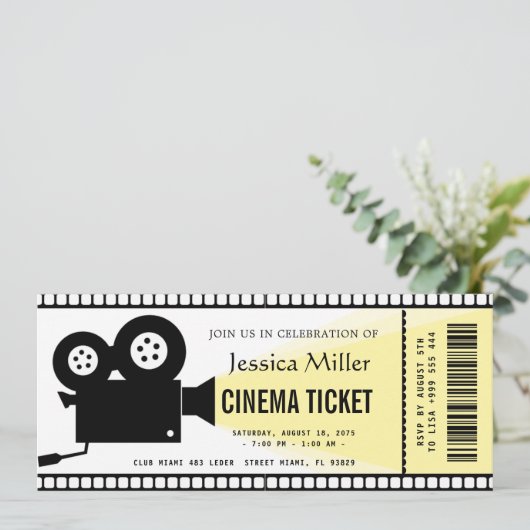 cinema ticket Invitation Kaart (Staand voorkant)
