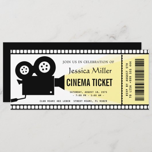 cinema ticket Invitation Kaart (Voorkant / Achterkant)