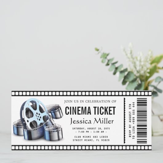 cinema ticket Invitation Kaart (Staand voorkant)