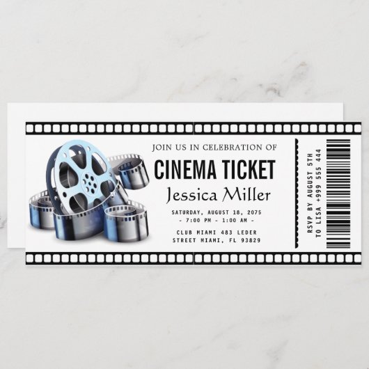 cinema ticket Invitation Kaart (Voorkant / Achterkant)