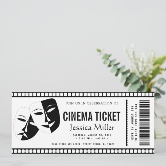 cinema ticket Invitation Kaart (Staand voorkant)