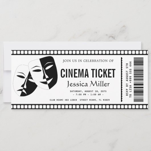 cinema ticket Invitation Kaart (Voorkant)