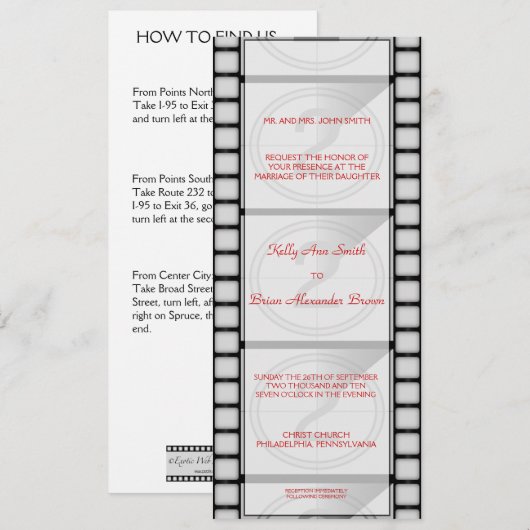 Cinema "Ticket" Uitnodiging/Menu Kaart (Voorkant / Achterkant)