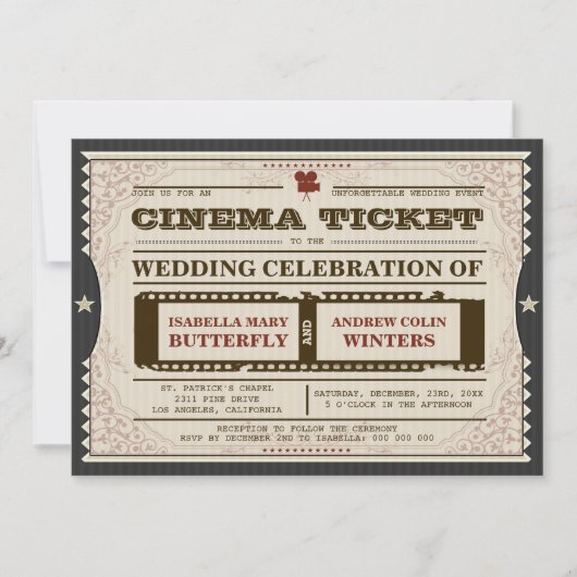 Cinema Ticket - Weddenschap op grijs Kaart (Voorkant)