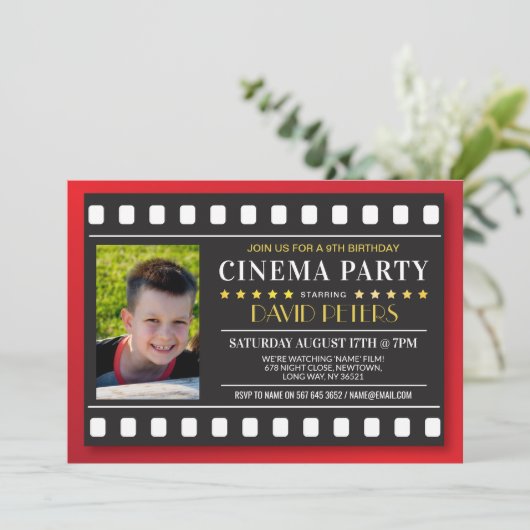 Cinema Verjaardag Party Film Elke Leeftijd Rode Fo Kaart (Staand voorkant)