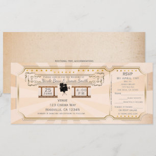 cinema Wedding Ticket Invitation & rsvp Kaart