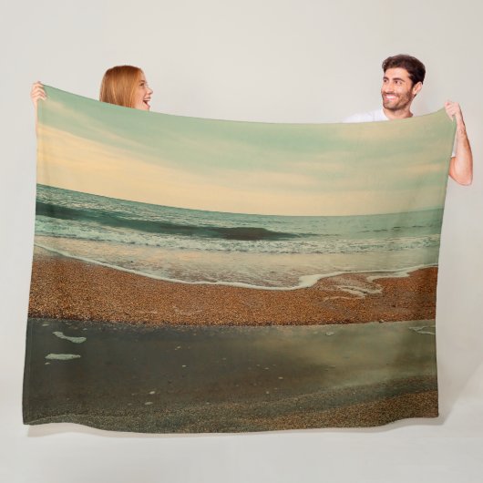 Cinematic Beach Seascape Vintage Ocean Waves Fleece Deken (In situ)