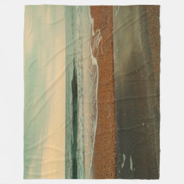 Cinematic Beach Seascape Vintage Ocean Waves Fleece Deken