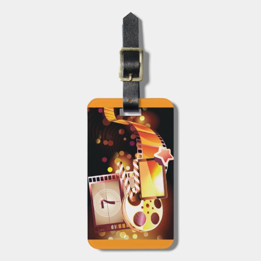 Cinematic Film Reel and Clapperboard Bagagelabel (Voorkant verticaal)