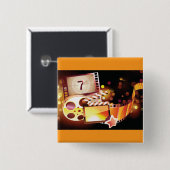 Cinematic Film Reel and Clapperboard Vierkante Button 5,1 Cm (Voorkant /achterkant)