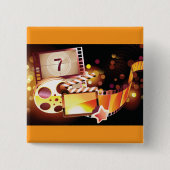 Cinematic Film Reel and Clapperboard Vierkante Button 5,1 Cm (Voorkant)