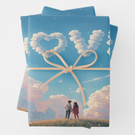 Cinematic "Love" in the Sky & Couple Sunset Scene Inpakpapier Vel