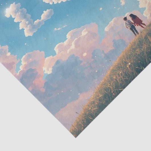 Cinematic "Love" in the Sky & Couple Sunset Scene Tissuepapier (Detail)