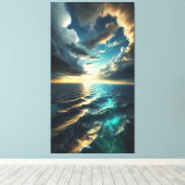 Cinematic Ocean Horizon - Canvas Kunstprint Afdruk (Insitu (Houten vloer))
