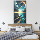 Cinematic Ocean Horizon - Canvas Kunstprint Afdruk (Insitu (Slaapkamer))