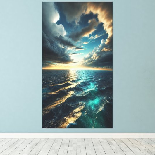 Cinematic Ocean Horizon - Fine Art Canvas Print (Insitu (Houten vloer))