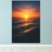 Cinematic Ocean Sunset - Realistische kunst Canvas Afdruk (Insitu (Houten vloer))