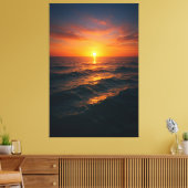 Cinematic Ocean Sunset - Realistische kunst Canvas Afdruk (Insitu (Woonkamer))