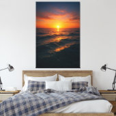 Cinematic Ocean Sunset - Realistische kunst Canvas Afdruk (Insitu (Slaapkamer))