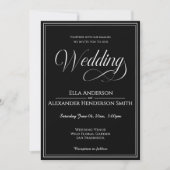 Cinematic Photo Vintage Black Wedding Invitation Kaart (Voorkant)