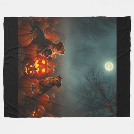 Cinematic Pumpkin Patch Pet Blanket | Fall Magic Fleece Deken (Voorkant (Horizontaal))