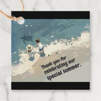 Cinematic Summer Ocean Beach Kids Art Custom Gift Bedankjes Labels