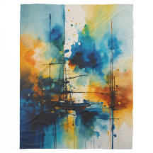 Cinematic Waterverf Art | Blauw & Sinaasappel Mode